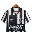 Camisa Botafogo I Retrô 1997 Torcedor Masculina - Branca com listras pretas com patrocínio da Coca Cola